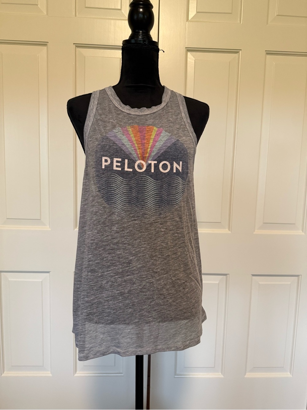 Peloton Gray Tank Top with Multicolor Fan Graphic